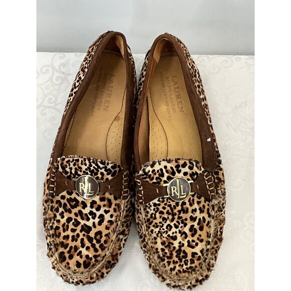 Ralph Lauren  Carley II‎ Leopard Print Loafers Natural Hair Calf Women's 9B - Picture 2 of 10